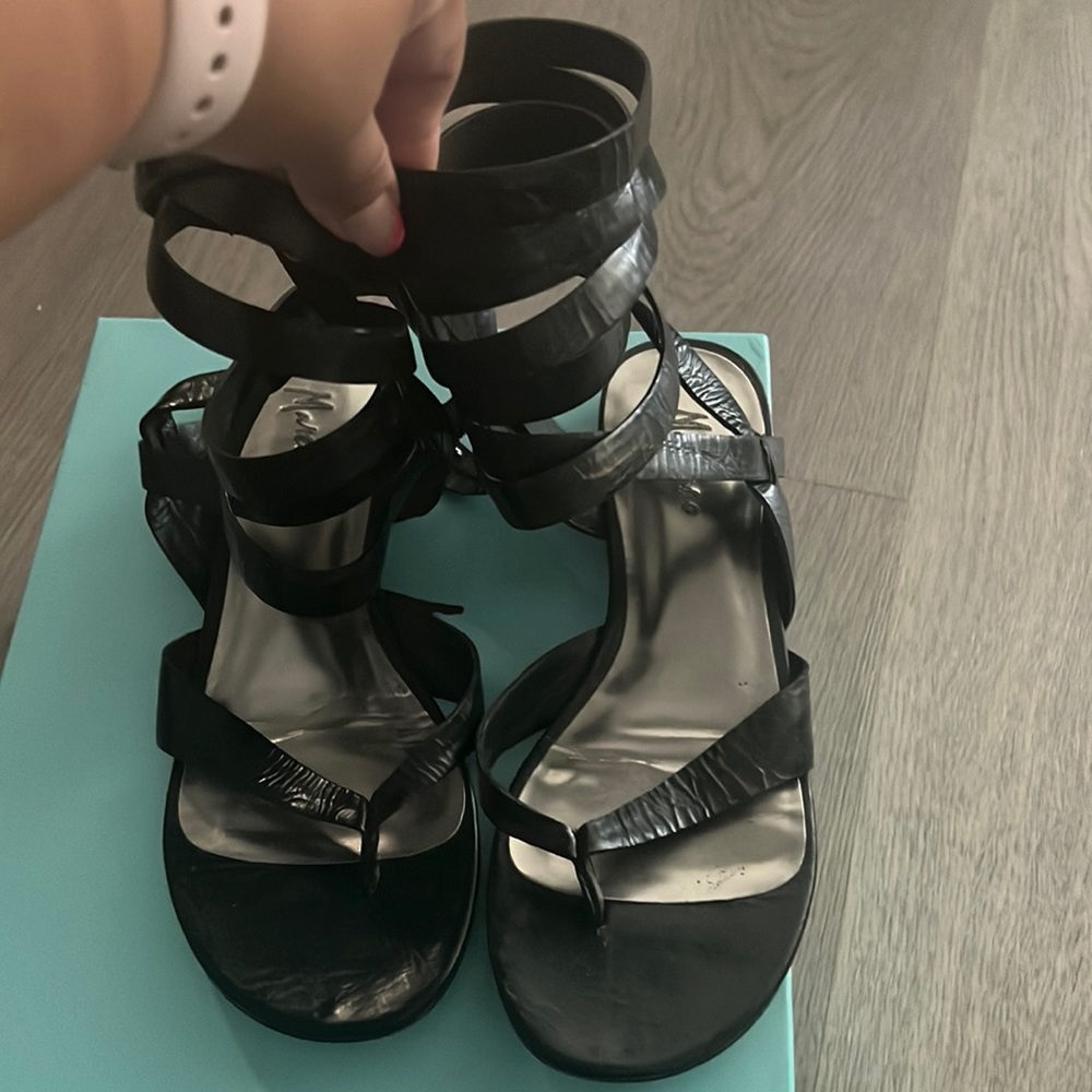 Marciano Pmmarina Black leather sandals 5.5